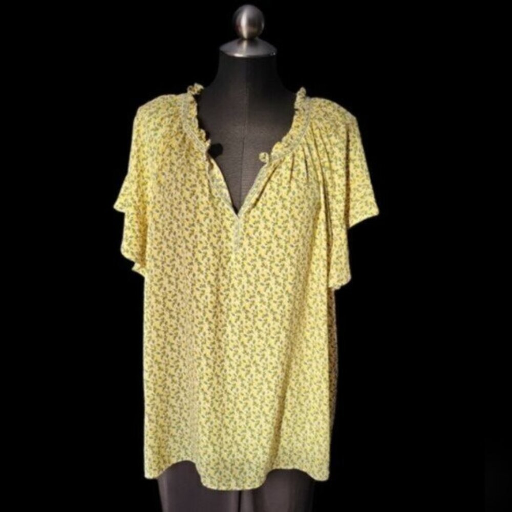 Max Studio Yellow Ruffle Blouse NWT Sz 3X